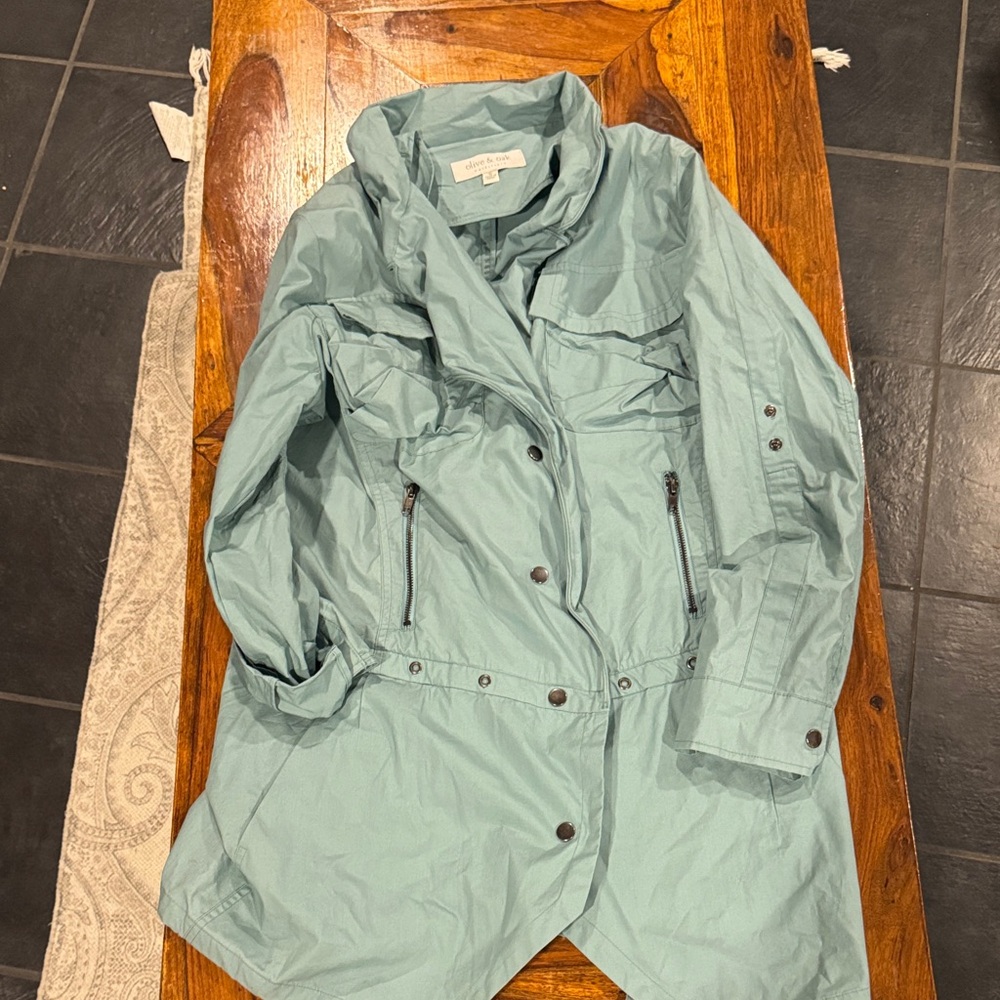 Olive & Oak Light Seafoam Utility Trench Coat